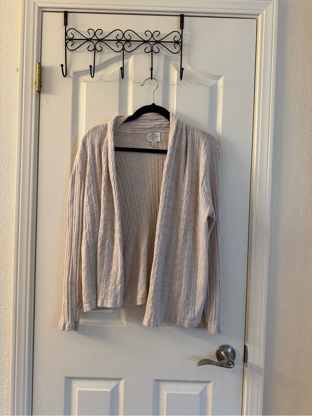 St. John's Bay Light Pink Open-Front Cable Knit Cardigan